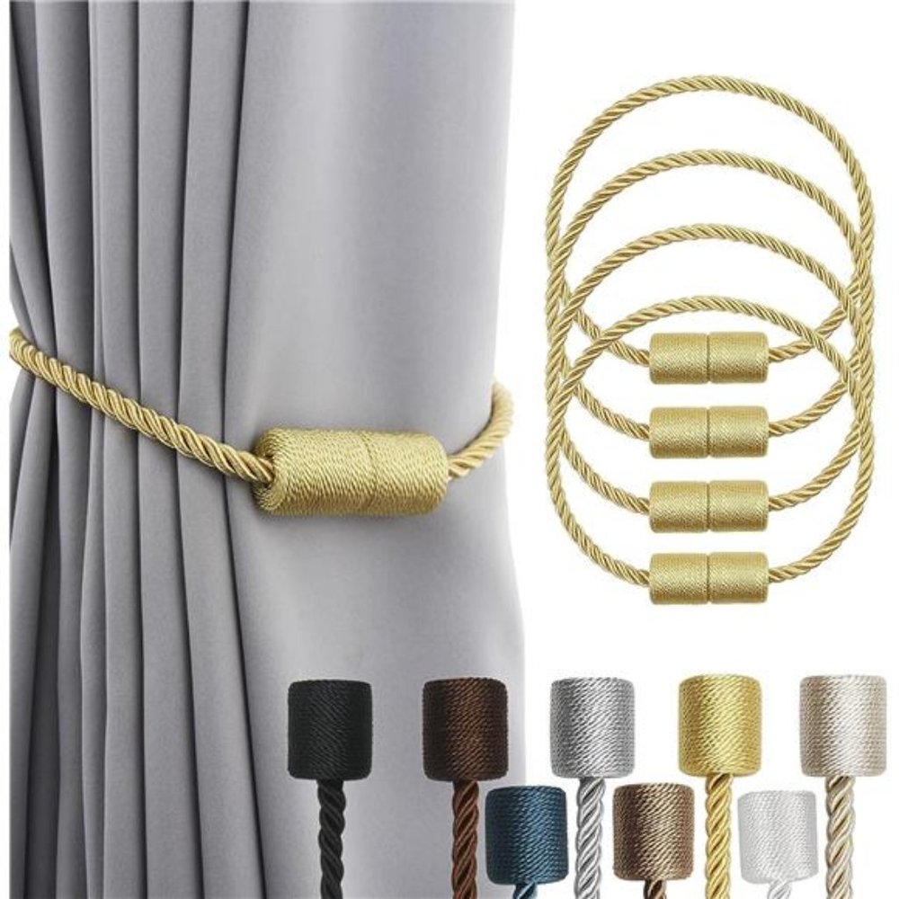 4 Pack Gold Strong Magnetic Curtain Tiebacks Outdoor Elegant Decorative TieBacks